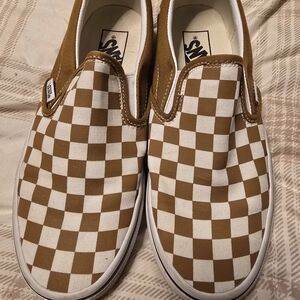 Vans Brown Checkered Slip-On Shoes